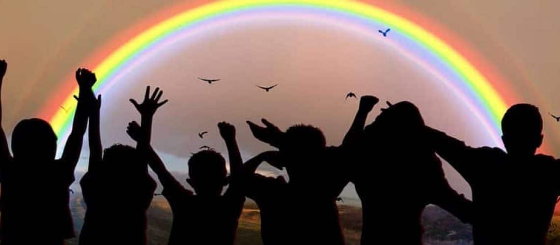 rainbow regenbogen kinder zusammen